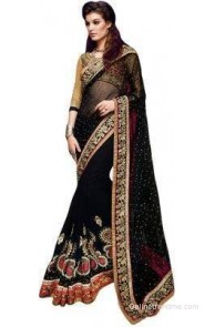 Trishana Fashions Embriodered Fashion Georgette Sari